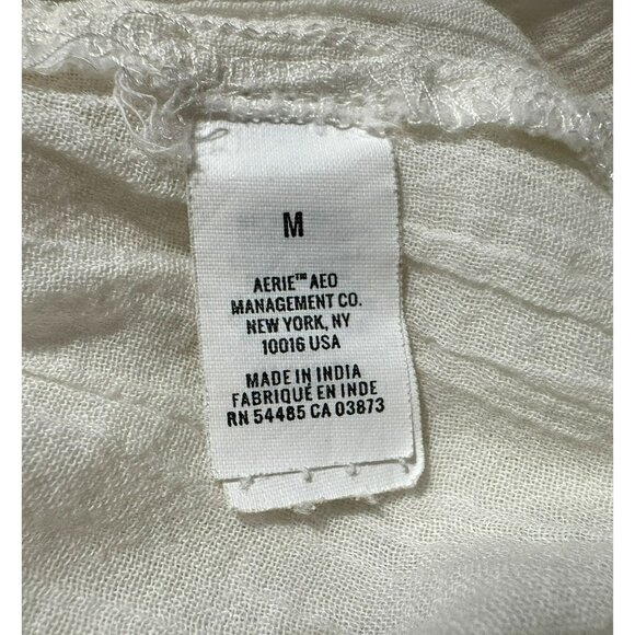 Aerie Oversized Cotton Gauze Button Down Full Sleeve Neutral Shirt Sz M Boho - Picture 6 of 6